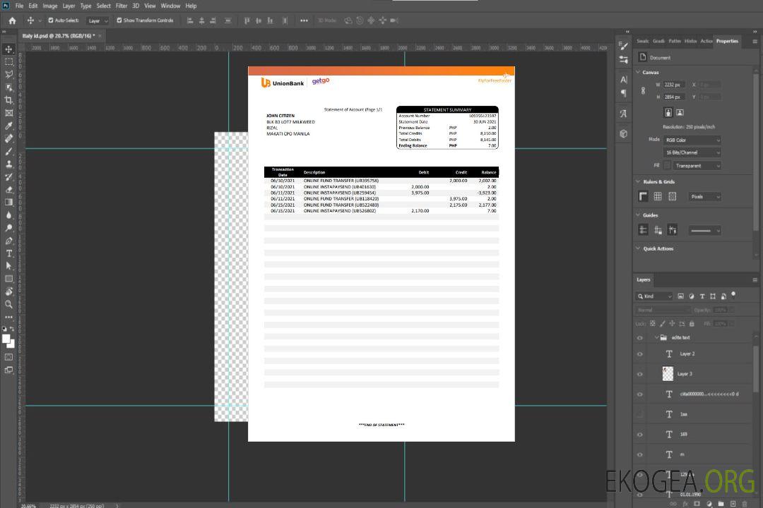 Mot de l'Unionbank des Philippines template